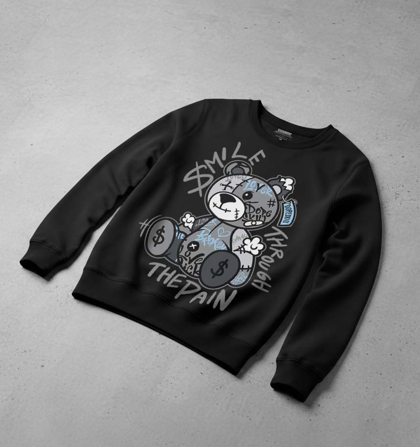Wolf Grey 5s DopeSkill Sweatshirt Smile Through The Pain Graphic - Image 4