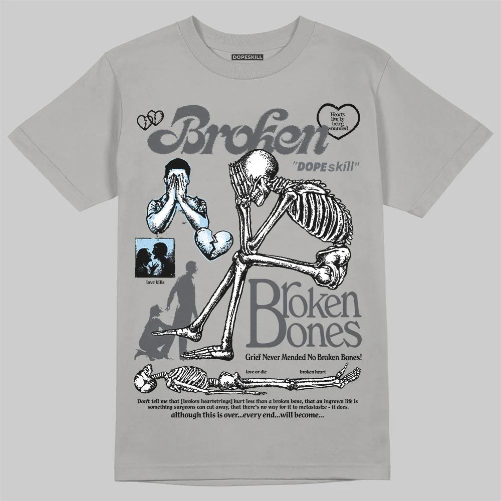 Wolf Grey 5s DopeSkill T-Shirt Broken Bones Graphic - Image 3