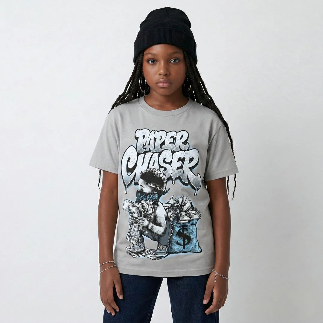 Wolf Grey 5s DopeSkill T-Shirt Paper Chaser Boy Graphic - Image 8
