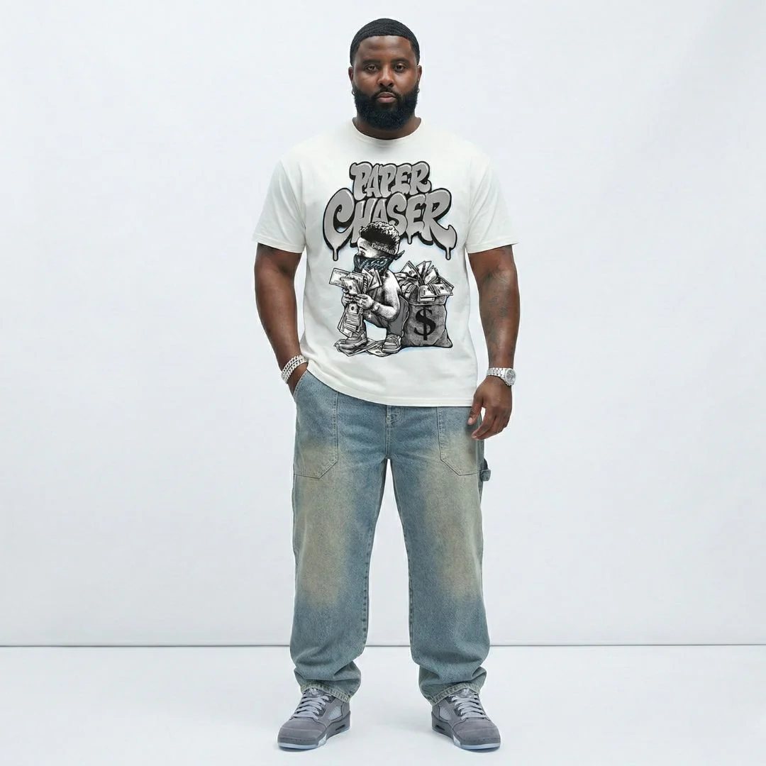 Wolf Grey 5s DopeSkill T-Shirt Paper Chaser Boy Graphic - Image 9