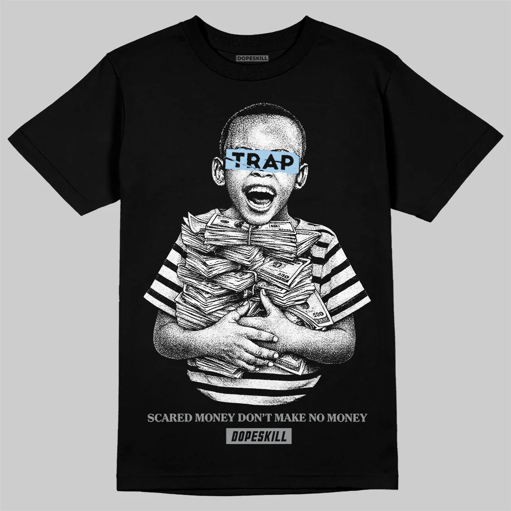 Wolf Grey 5s DopeSkill T-Shirt Scared Money Don't Make No Money Graphic - Image 2