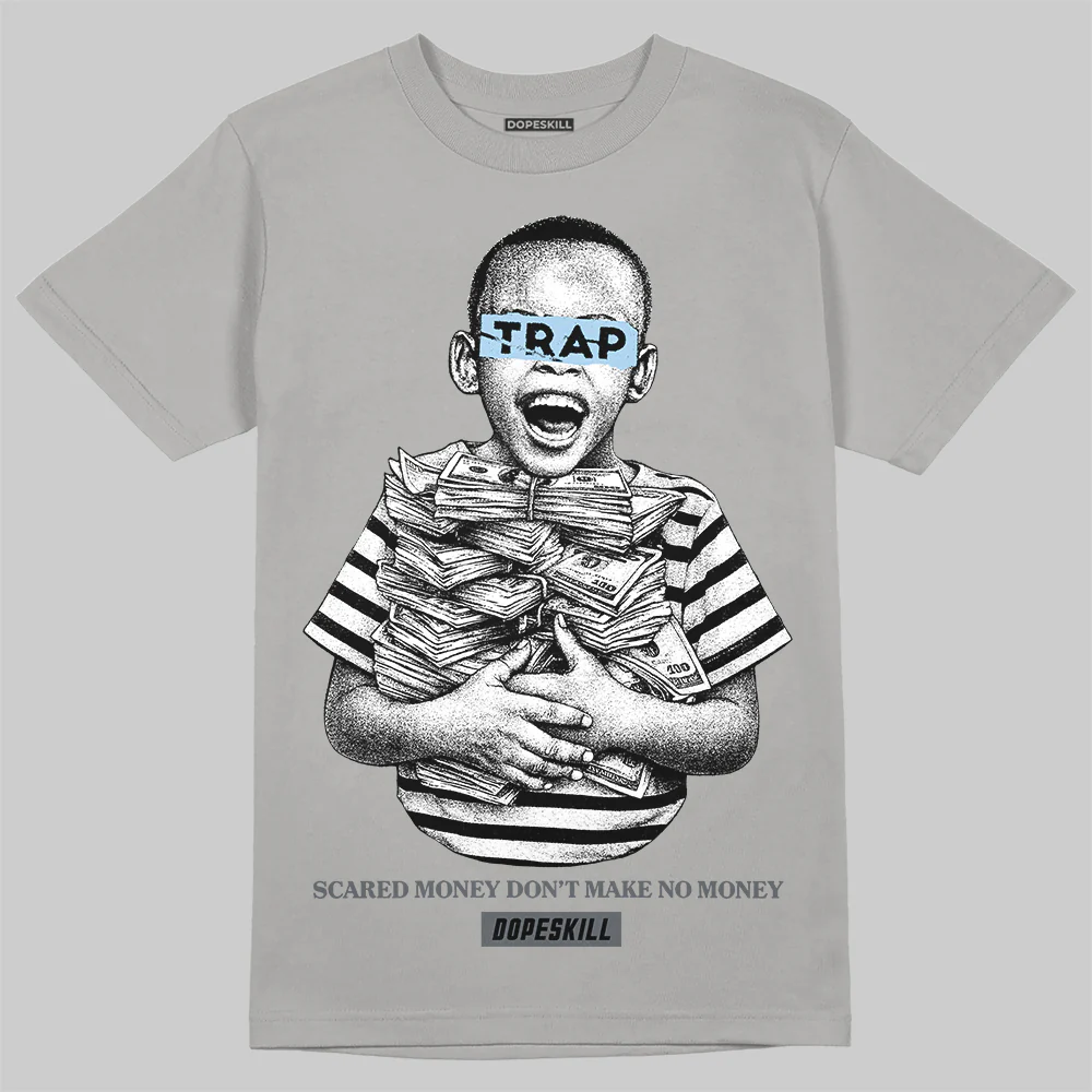 Wolf Grey 5s DopeSkill T-Shirt Scared Money Don't Make No Money Graphic - Image 3