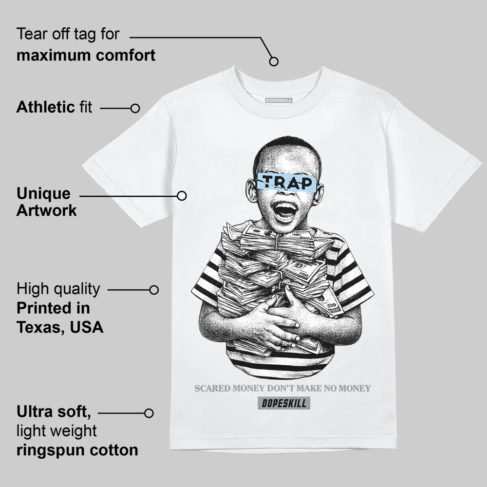 Wolf Grey 5s DopeSkill T-Shirt Scared Money Don't Make No Money Graphic - Image 6