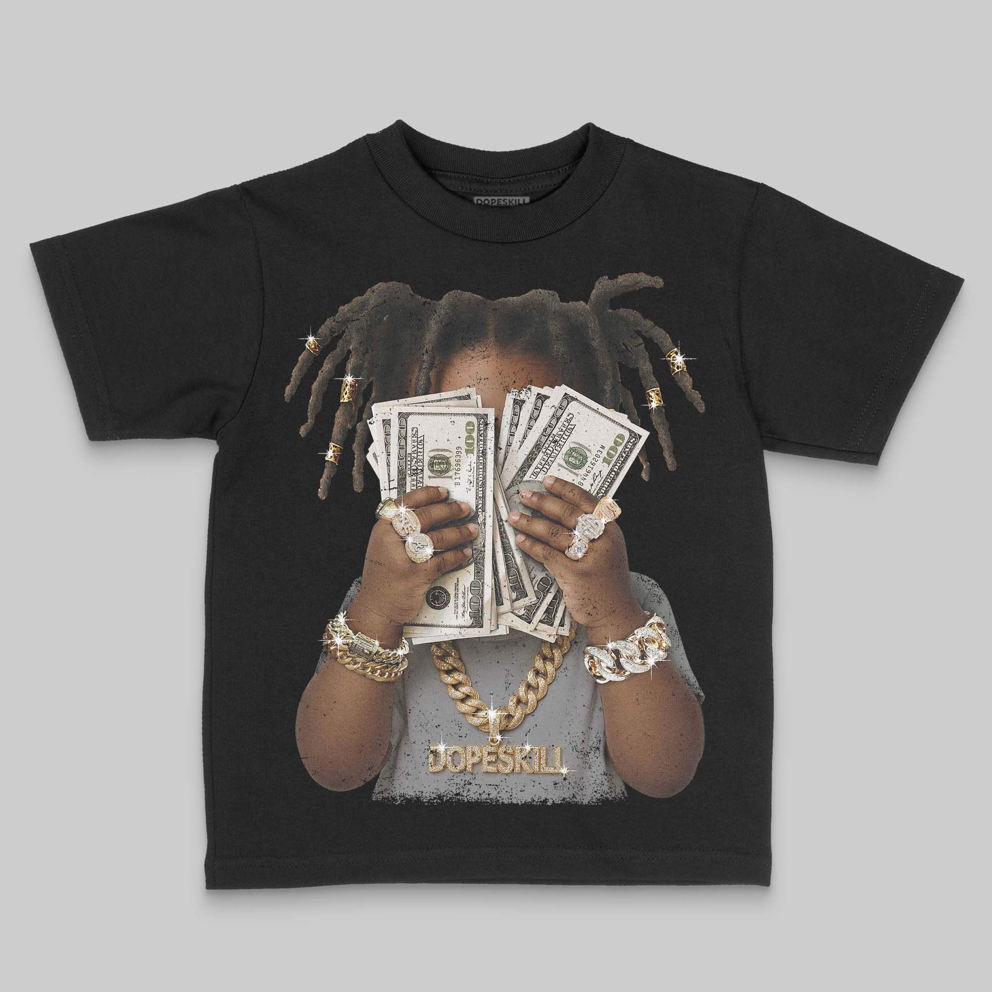 Wolf Grey 5s DopeSkill Toddler Kids T-shirt Rich Youth Graphic - Image 2