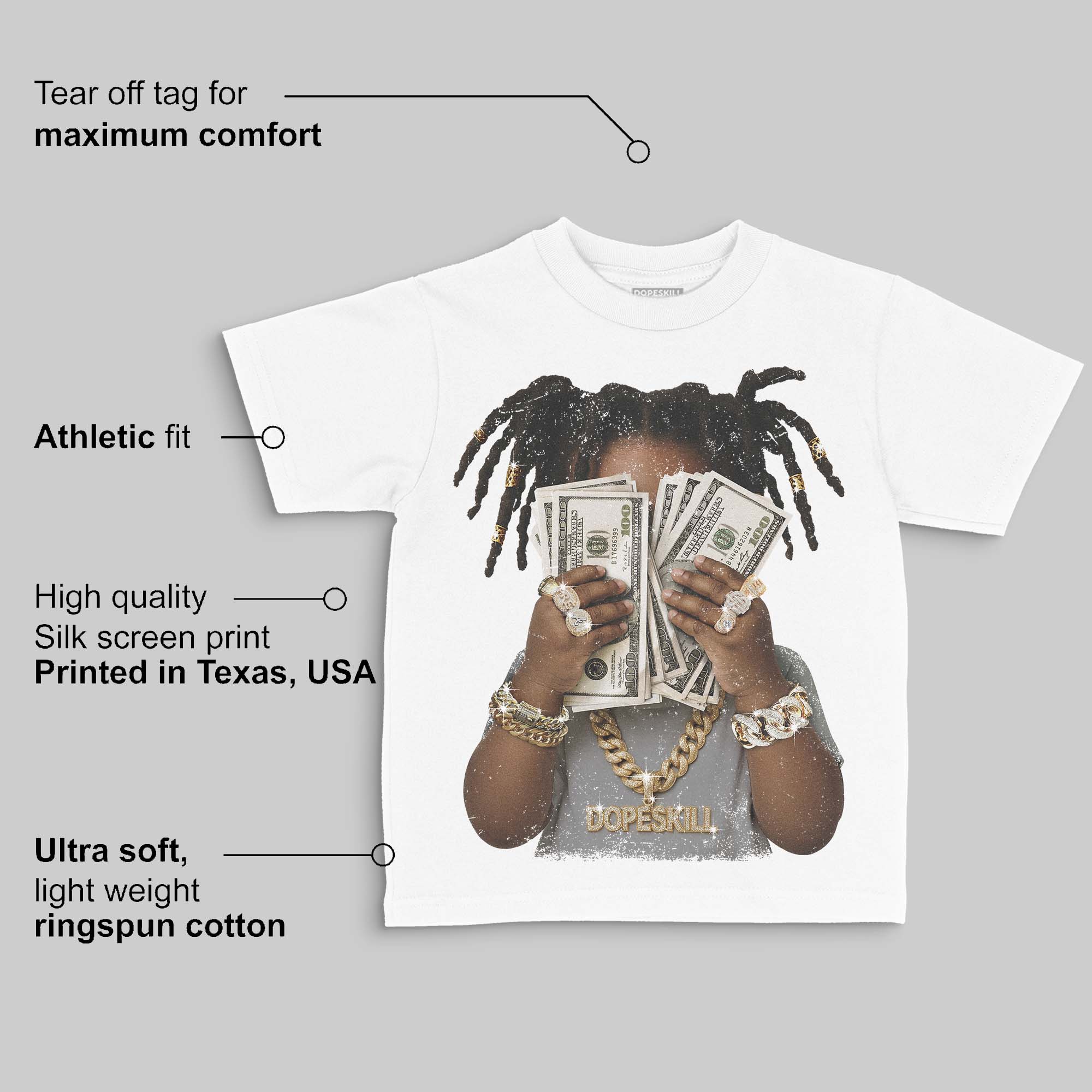 Wolf Grey 5s DopeSkill Toddler Kids T-shirt Rich Youth Graphic - Image 3