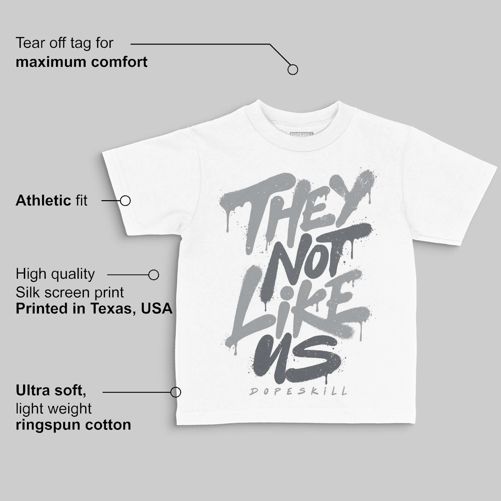Wolf Grey 5s DopeSkill Toddler Kids T-shirt They Not Like Us Graphic - Image 3