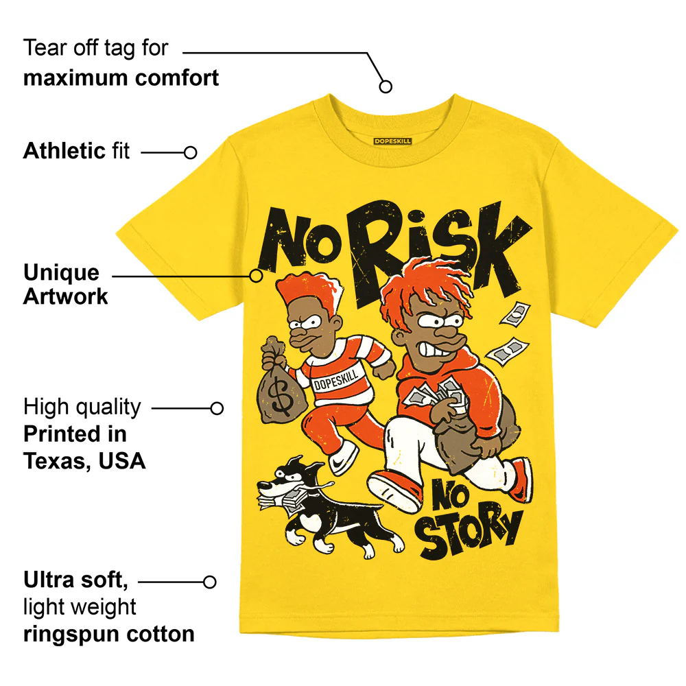 Yellow Collection DopeSkill Gold T-shirt No Risk No Story Graphic - Image 2
