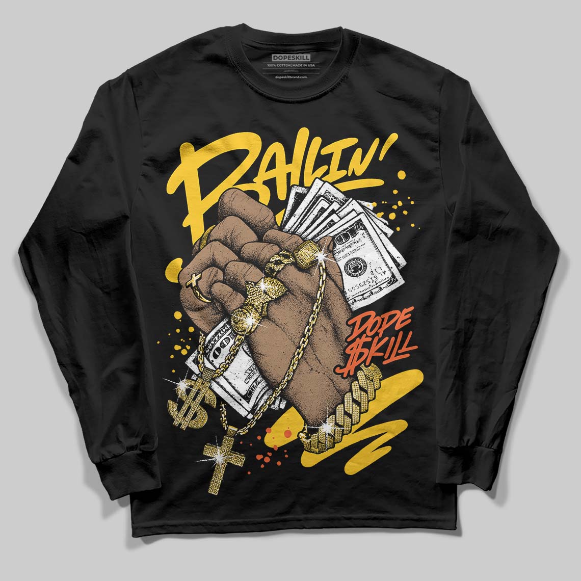 Yellow Collection DopeSkill Long Sleeve T-Shirt Always Ballin' Graphic