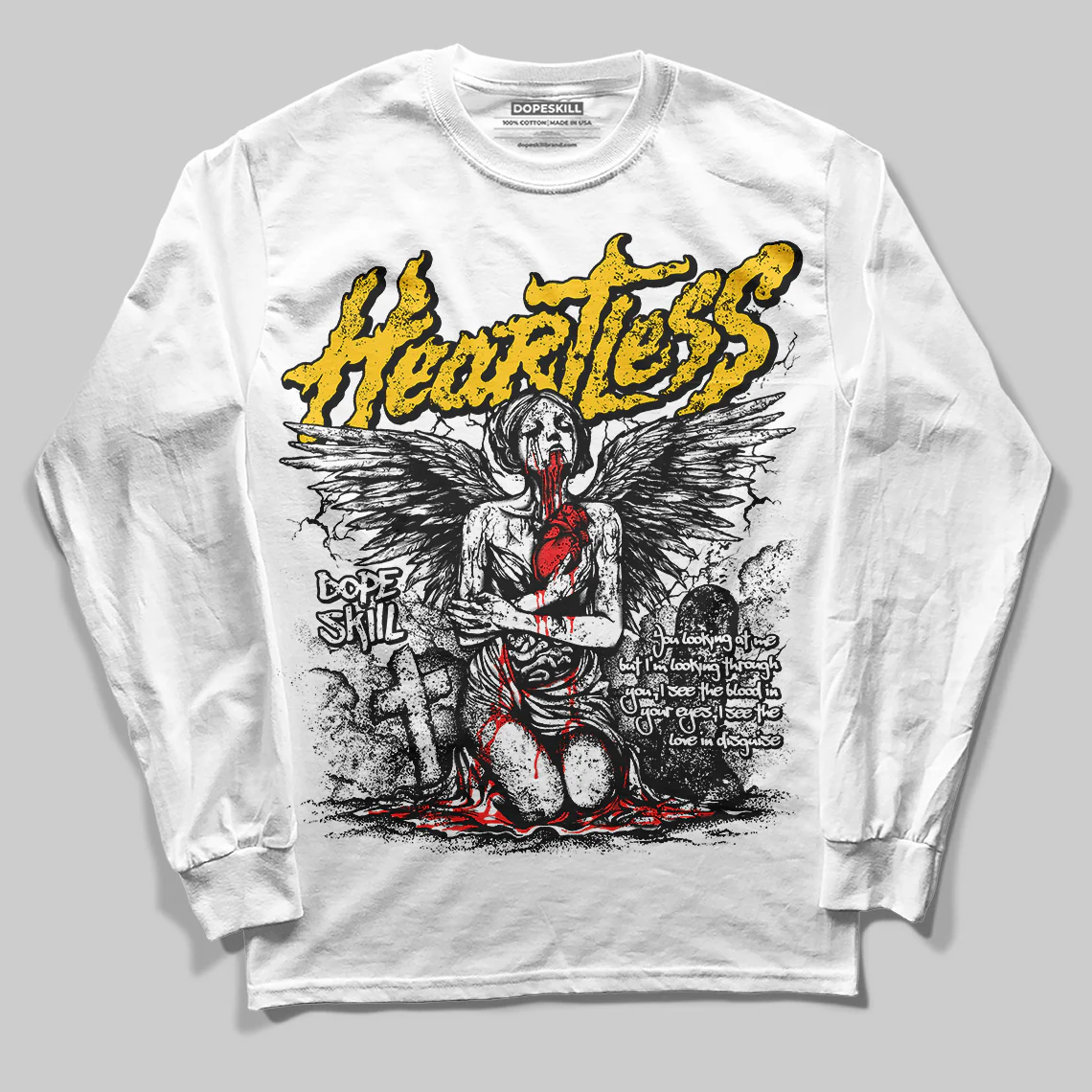 Yellow Collection DopeSkill Long Sleeve T-Shirt Heartless Graphic - Image 2