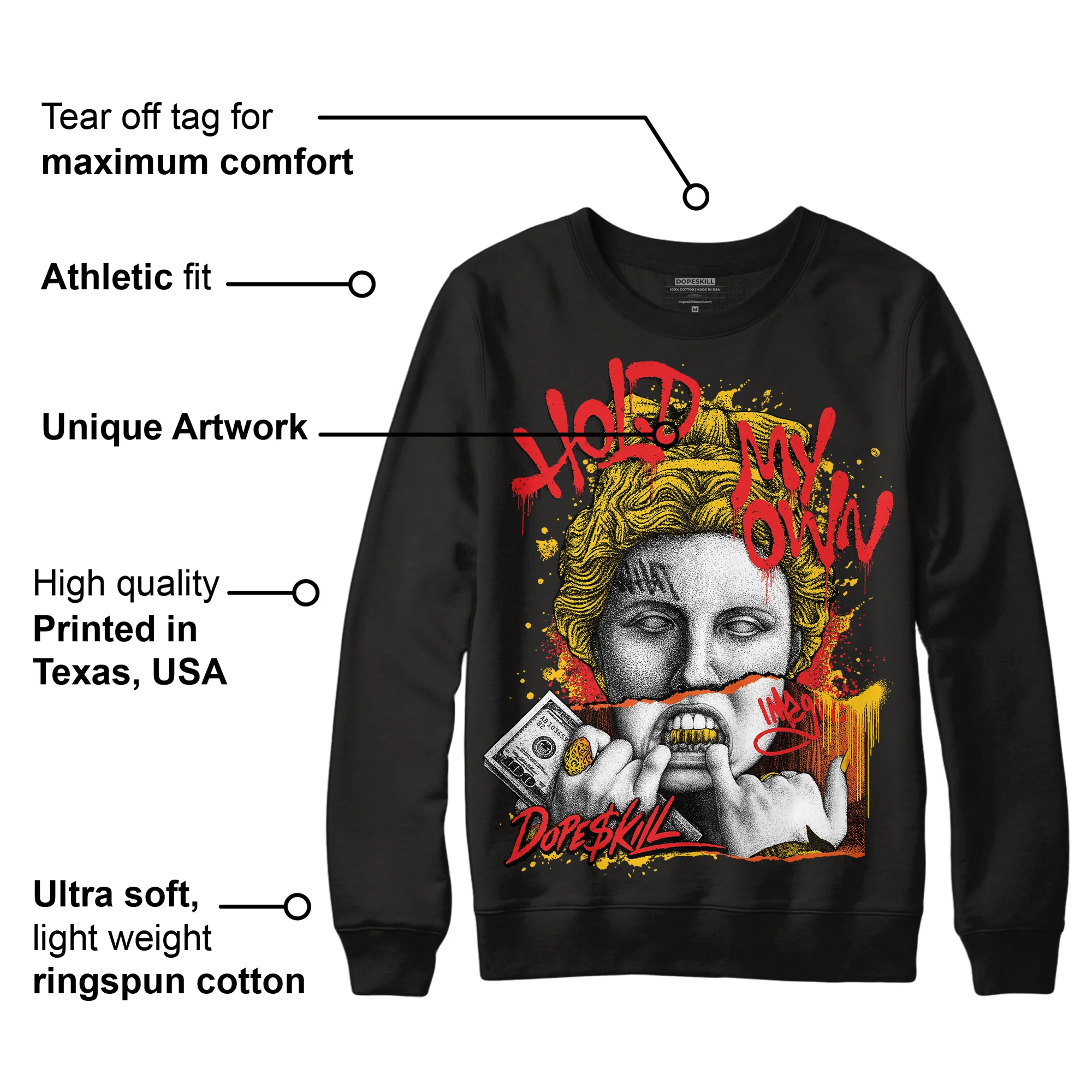 Yellow Collection DopeSkill Sweatshirt Hold My Own Graphic - Image 3
