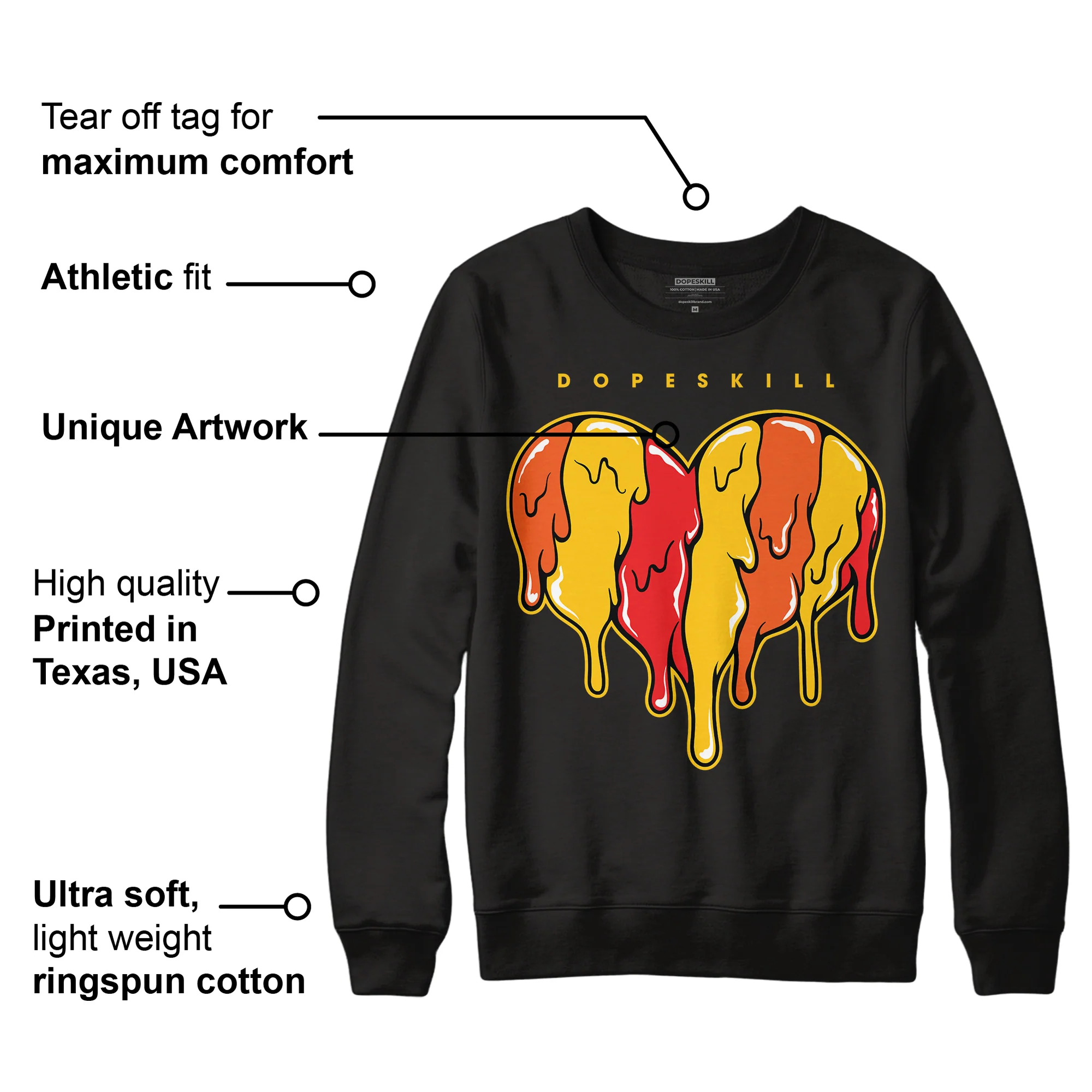 Yellow Collection DopeSkill Sweatshirt Slime Drip Heart Graphic - Image 3