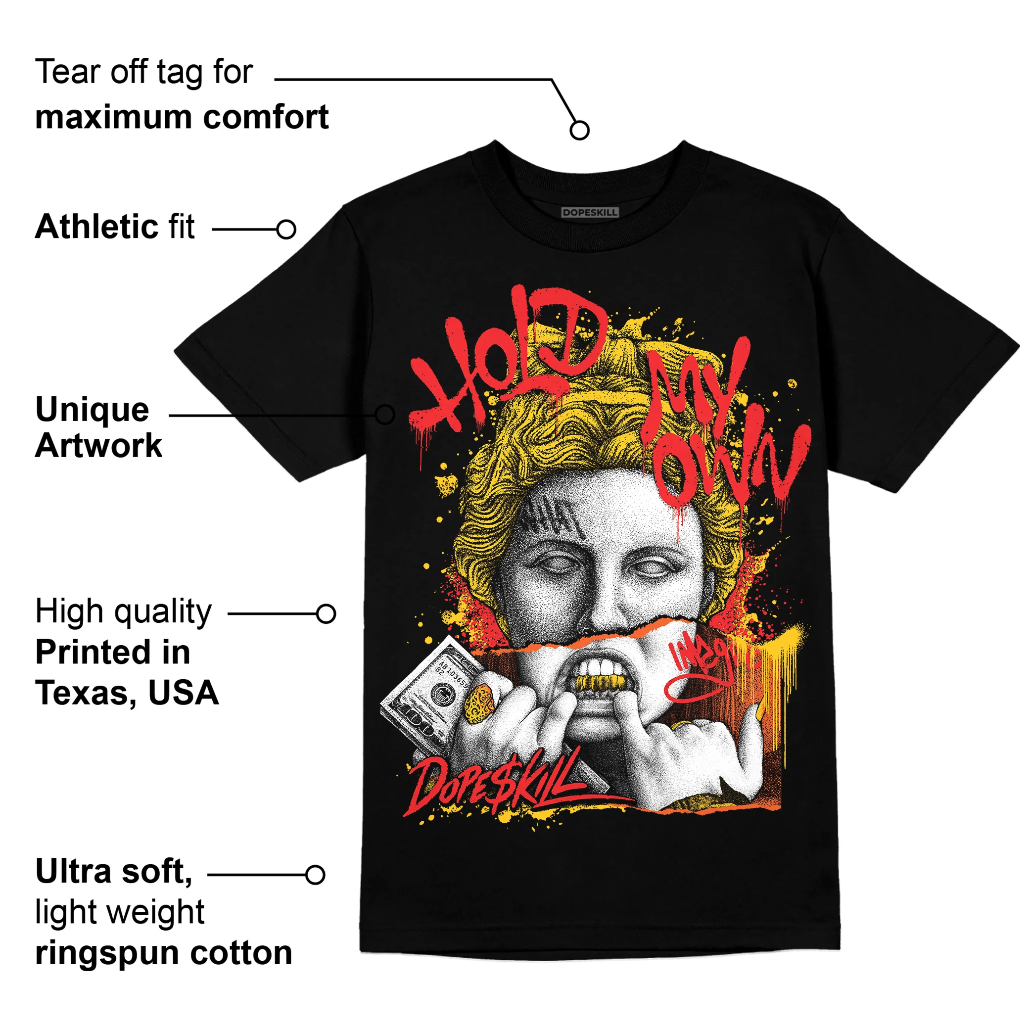 Yellow Collection DopeSkill T-Shirt Hold My Own Graphic - Image 3