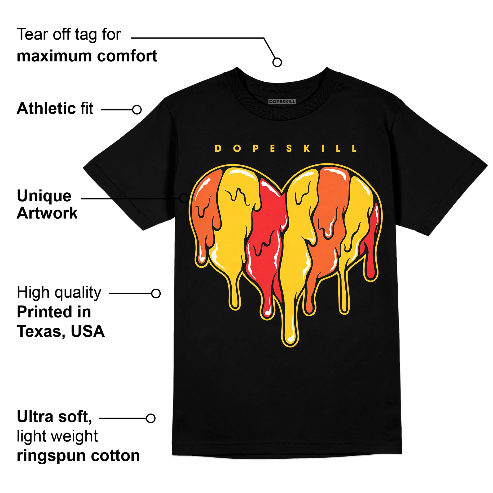 Yellow Collection DopeSkill T-Shirt Slime Drip Heart Graphic - Image 3