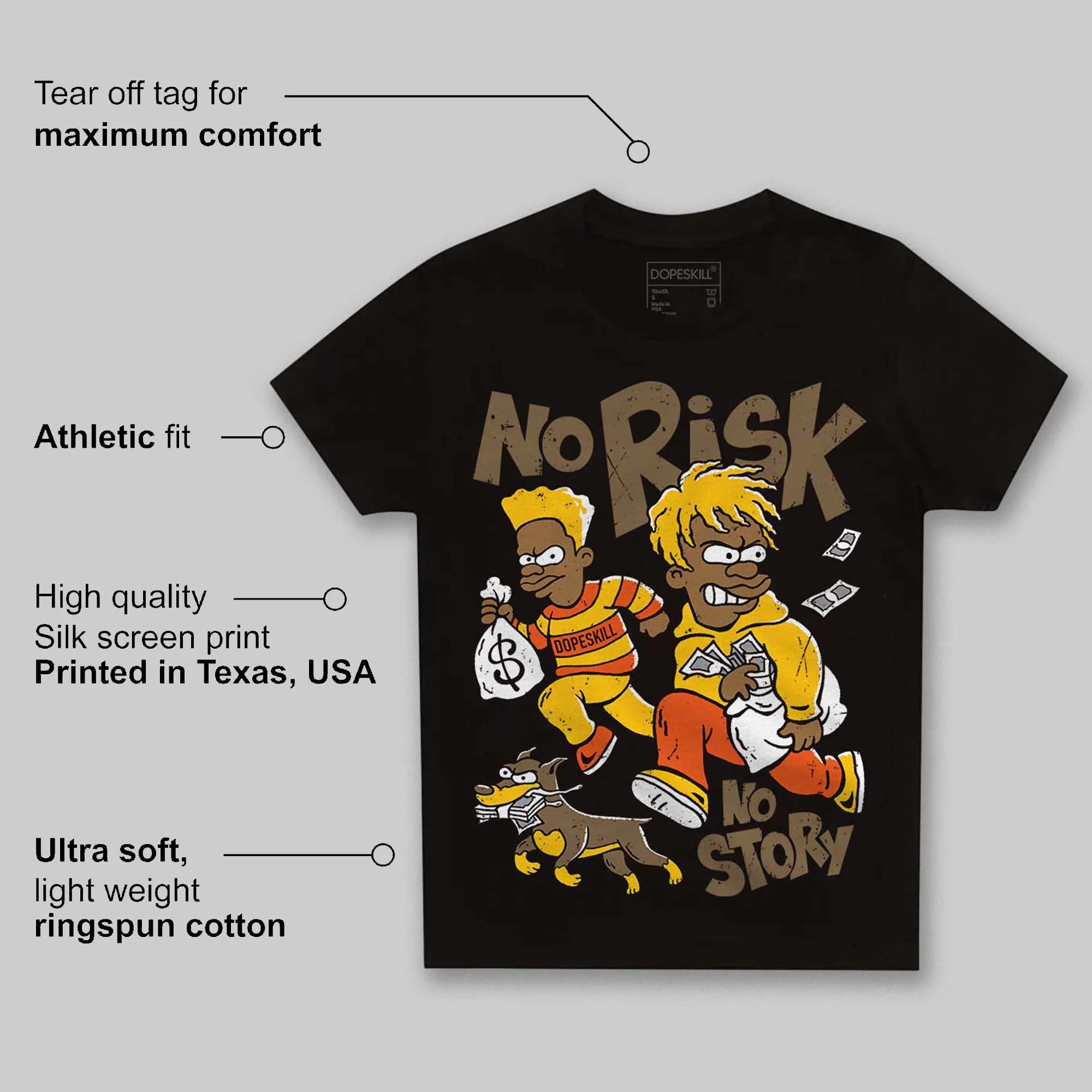 Yellow Collection DopeSkill Toddler Kids T-shirt No Risk No Story Graphic - Image 5