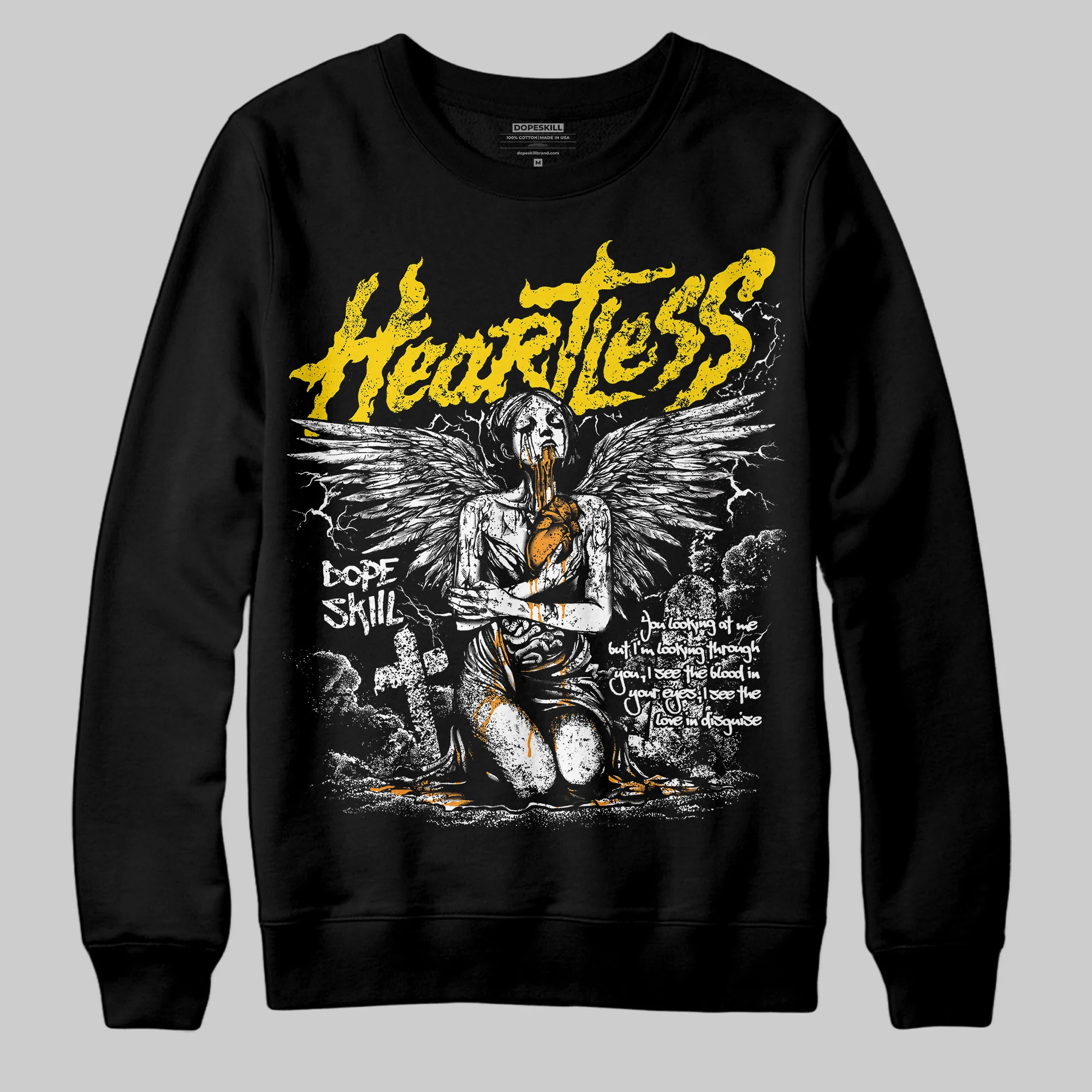 Yellow Ochre 6s DopeSkill Sweatshirt Heartless Graphic