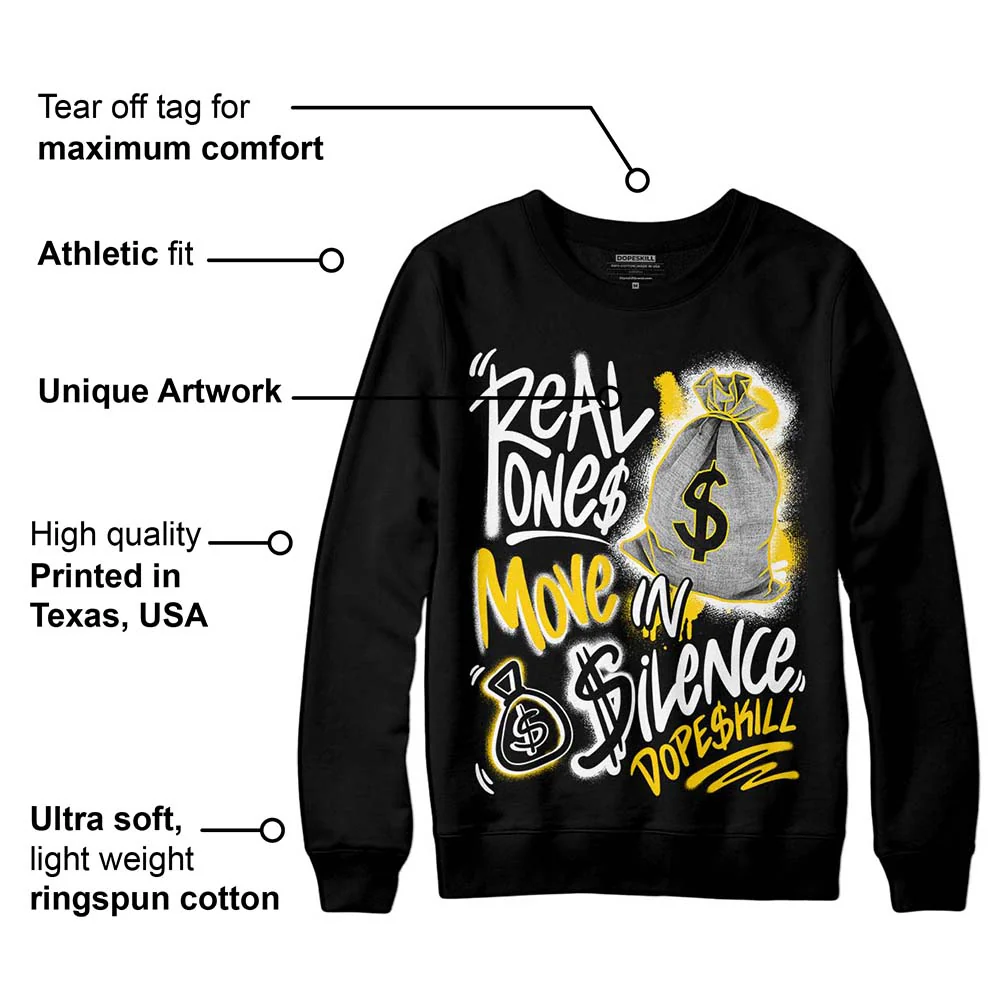 Yellow Ochre 6s DopeSkill Sweatshirt Real Ones Move In Silence Graphic - Image 3