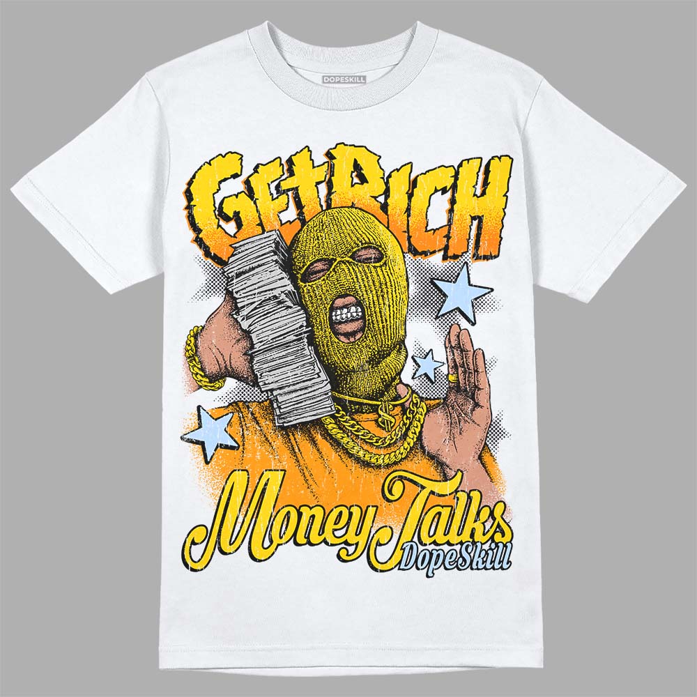 Yellow Ochre 6s DopeSkill T-Shirt Get Rich Graphic - Image 2