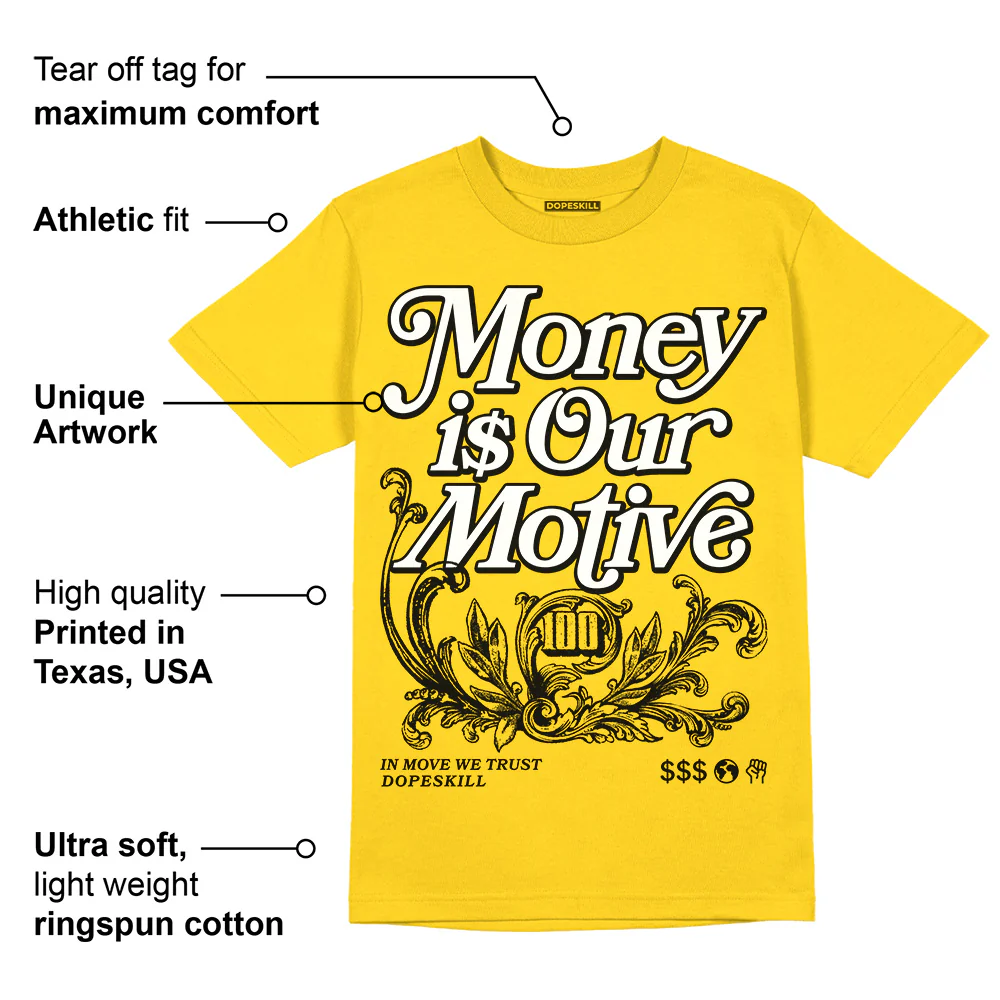 Yellow Ochre 6s DopeSkill Yellow T-shirt Money Is Our Motive Typo Graphic - Image 2