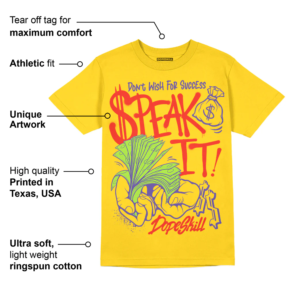 Yellow Ochre 6s DopeSkill Yellow T-shirt Speak It Graphic - Image 2