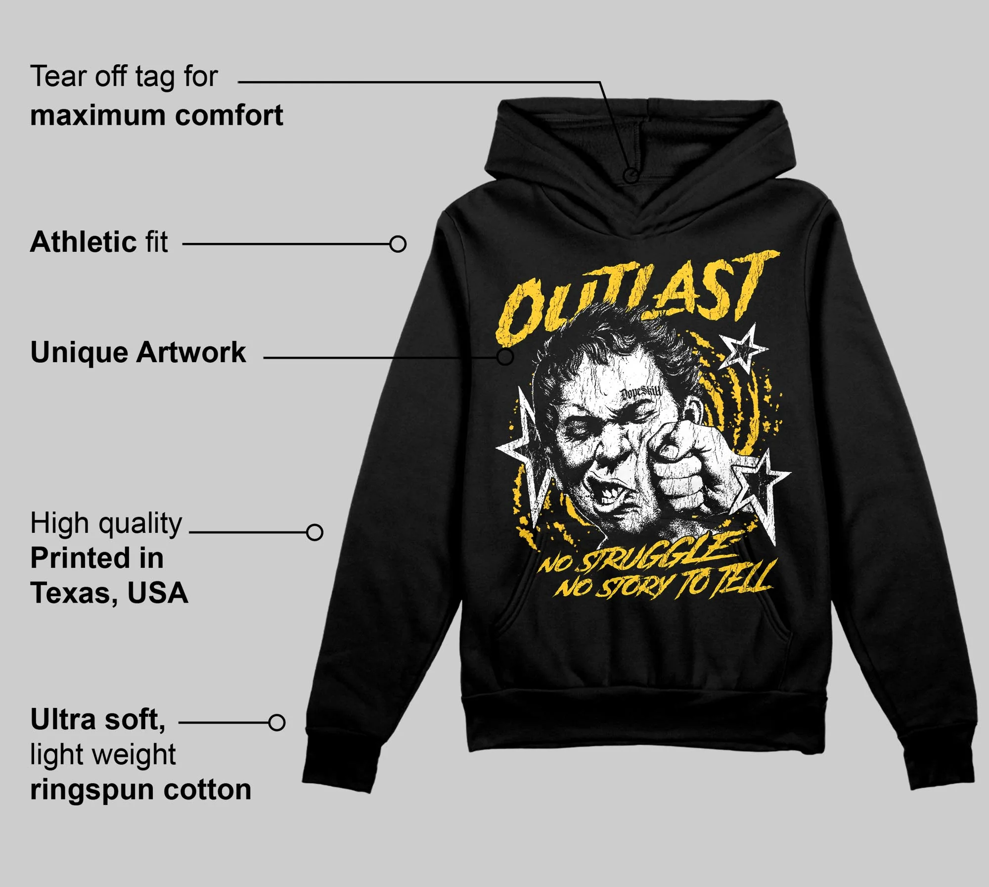 Yellow 'Outlast' DopeSkill Graphic Hoodie - Image 3
