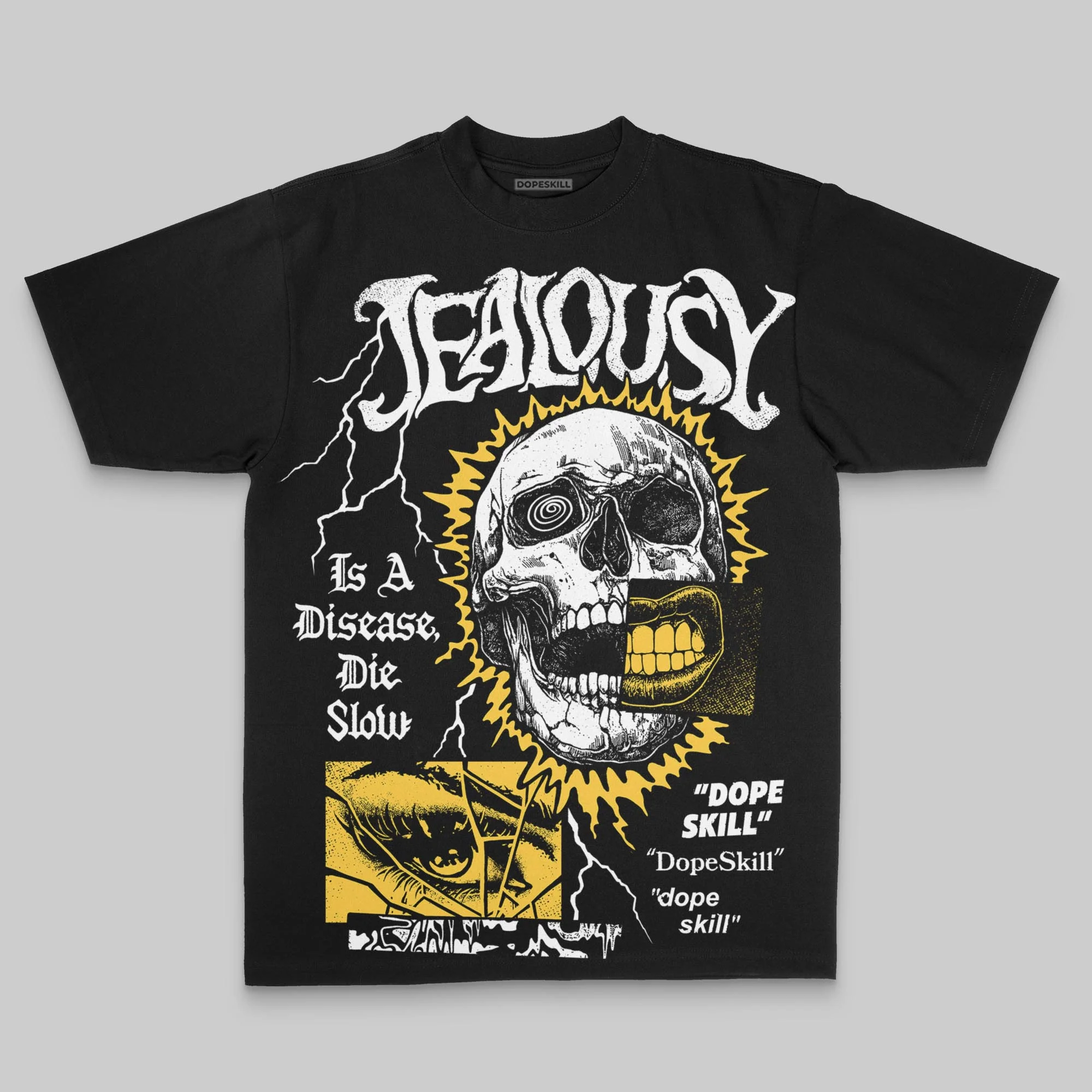 Yellow Oversize Print Jealousy DopeSkill Graphic T-shirt