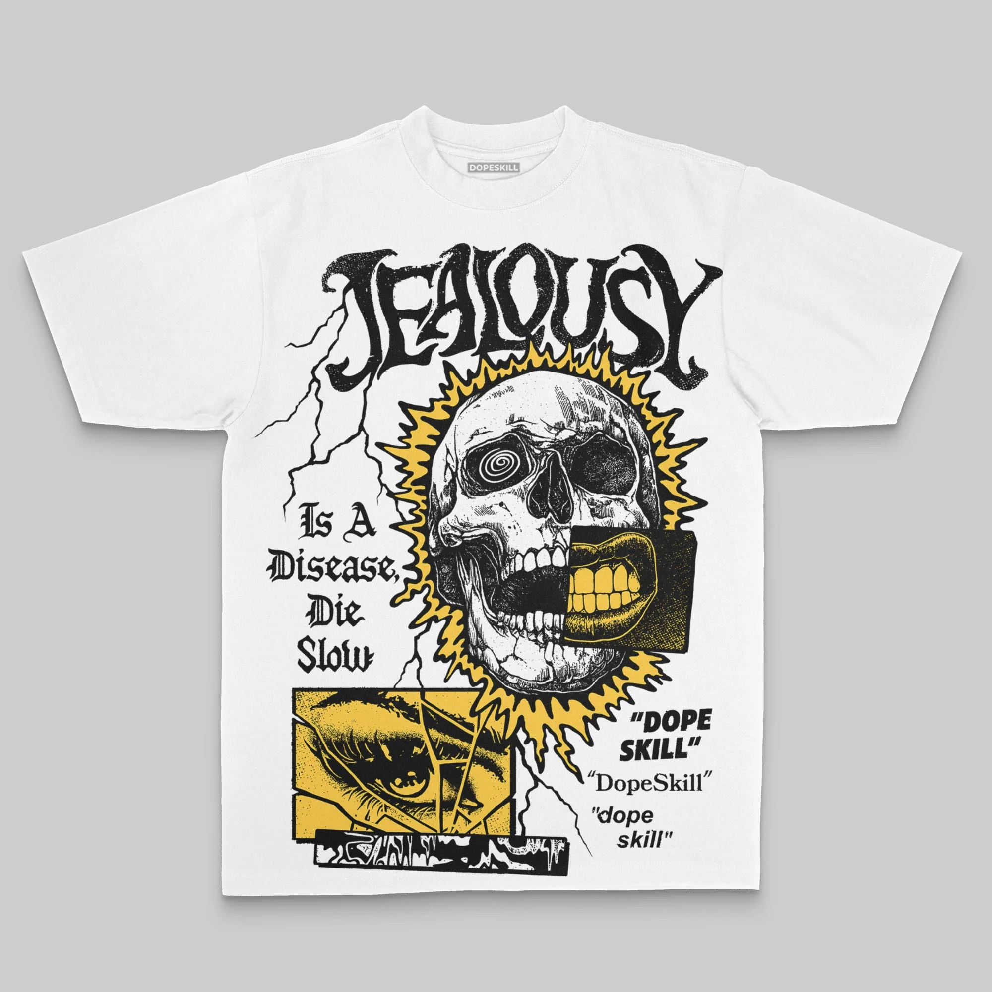 Yellow Oversize Print Jealousy DopeSkill Graphic T-shirt - Image 2