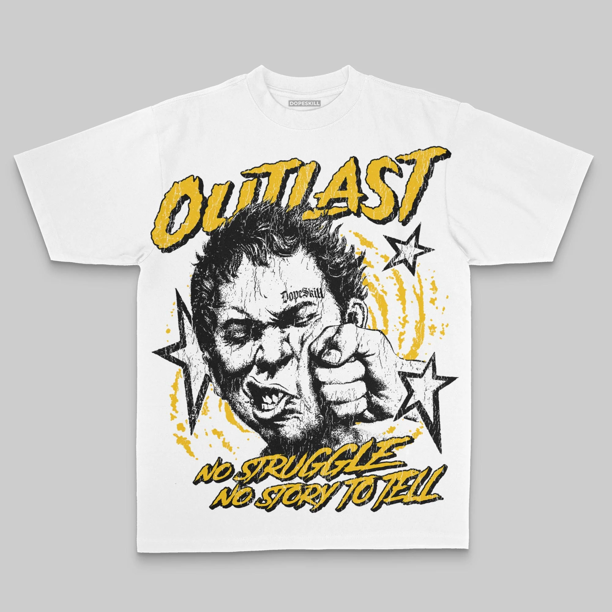 Yellow Oversize Print Outlast DopeSkill Graphic T-shirt - Image 2